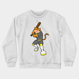 Tiger as Baseball player with Baseball bat Crewneck Sweatshirt